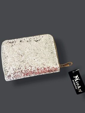 MINKY Silver Glitter Glam Wallet Clutch -Going Out Evening Party Club Prom
